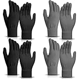 SATINIOR 4 Paare Magie Winter Handschuhe Unisex Dehnbar Stricken Fäustling Bulk für Herren Damen und Erwachsene (Grau und Schwarz, über 18 Jahre)