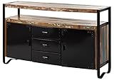 MASSIVMOEBEL24.DE | Industrial massives Sideboard - Mehrfarbig lackiert | Altholz | 2 Türen - 3 Schubladen - 2 Regalbretter | 150x43x90 | Kommode Tv-Sideboard Wohnzimmer-Schrank
