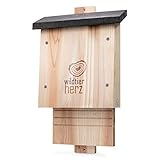 wildtier herz | Großer Fledermauskasten nach NABU aus FSC® Massiv-Holz - verschraubt, wetterfest, unbehandelt, Fledermaus-Haus & Nistkasten Fledermäuse, Sommer & W