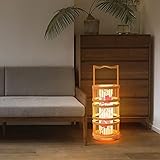 LANMOU Bambus Tischleuchte Dekoration Holz Tischlampe Japanischen Stil Kiefer Stehlampe Schlafzimmer E27 Modern Papier Laterne LED Nachttischlampe Warmes Licht für Wohnzimmer,Flower lamp