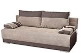 mb-moebel Couch mit Schlaffunktion und Bettkasten Sofa Schlafsofa Wohnzimmercouch Bettsofa Ausziehbar Nisa (Braun)