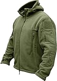 TACVASEN Herren Fleecejacke Military Outdoor Winddichte Jacke mit Kapuze- Gr. L, Grü