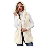 TWIFER Damen Jacke Mantel Outwear Kunstpelz Kurze Kapuzenweste Ärmellose Weste Body Warmer Park