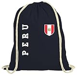 Wappen Fußball WM Fanshirt Gruppen natur Turnbeutel Rucksack Gymsac Fan Trikot Peru, Größe: onesize,dunkelb