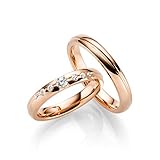 JC Trauringe Silber 925 Paarpreis Eheringe Rotgold Plattiert I Verlobungsringe 3,5 mm breit I Partnerringe mit Gravur in edler Schatulle I 2 Hochzeitsringe Herrenring & Damenring mit Steinen I LC155