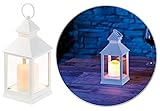 Lunartec LED Grablicht mit Timer: Laterne mit flackernder LED-Kerze und Timer, Batteriebetrieb, weiß (Grablicht mit Batterie und Timer)