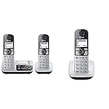 Panasonic KX-TGE522GS DECT Seniorentelefon mit Notruf, Silber-schwarz & KX-TGE510GS DECT Seniorentelefon mit Notruf (Großtastentelefon, schnurlos, extra Lautstärke) Silber-schw