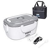 NOVEEN Elektrische Lunchbox LB 410 Grey Speisenwärmer Edelstahl Warmhaltebox Tragbare Food Box für Nahrung, Isolierte Essenstasche Picknicktasche mit Gü