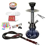 Shisha Wasserpfeife Hookah Glas Bong DRILL SCHWARZ mit Schlauch extra viel Zubehör Kohlen - orientalisch praktische Größe komplettes S