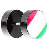 Piersando Ohrstecker Ohrringe Piercing Fake Ohr Plug Flesh Tunnel Fahne Motiv Fussball EM & WM Fanartikel Land Flagge Schmuck Italien 8