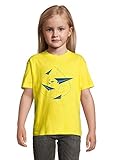 Minimalistic Paper Planes Vector Graphic Yellow Colorful Kids T-Shirt 10 Year O