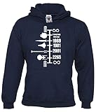 Reality Glitch Herren Spaceship Timeline Kapuzenpullover (Navy Blau , X-Large)