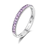 KnSam Damen Ring, Einfacher Dünner Ring Damen Ring Gold Ring Ehe Ring Damen Weißgold 18K Gold 750 Weiß Gold Ring Mit 0.21Ct Amethyst Hochzeit Schmuck Weiß G