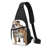 Sling Backpack English Bulldog Sling Bag Crossbody Schultertasche Reise Wandern Brusttasche Daypack, Schwarz , Einheitsgröße,