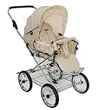 Eichhorn Buggy Sportwagen mit Lederriemengestell und Schieberhöhenverstellung, Blickrichtung wechselbar, Stoff Beige (ECCO-Rad)