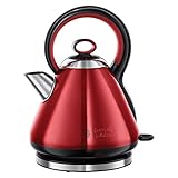 Russell Hobbs Wasserkocher, Legacy rot, 1,7l, 2400W, Schnellkochfunktion, Quiet-Boil-Technologie, optimierte Ausgusstülle, herausnehmbarer Kalkfilter, sehr leiser Teekocher 21885-70