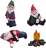 Garten Ornamente Außendekoration Wohnkultur Statue GNOME Figurine Harz Lustige Zwerge Geschenk (4 Stück)