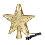 MeterBew1147 Weihnachtsbaum-Deckel Beleuchtete Stern-Baum-Deckel mit LED-Projektor-Lichtern Weihnachtsbaum-Deckel Stern-Lichter-Lampe - Gold E