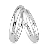 GIORO Belluno Eheringe Trauringe Hochzeitsringe massiv Weißgold *handgefasster Brillant* Paarpreis Echtes Gold (8 Karat (333) Weißgold)