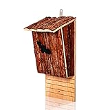 Skojig© Fledermauskasten aus Naturholz als Schlafplatz für Fledermäuse - Fledermaushöhle | Fledermaushaus für den Garten - fertig montiert & zum aufhängen : Fledermaushotel Nistk