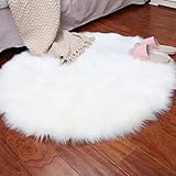ZHOUZEKAI Rechteckig Faux Lammfell Schaffell Teppich Lammfellimitat Flauschigen Teppiche,Gemütliches Schaffell Bettvorleger Sofa Matte (Weiß, 45 cm)