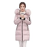 Bonne Sufuman Daunen Mantel Jacke Winterjacke Damen Daunenmantel Fellkapuze Wintermantel Parka Steppjacke Winter Mantel Rosa L