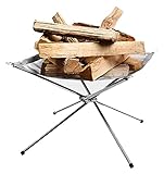 ZHANGKAIXUAN Tragbare Feuerstelle,kollabierender Edelstahl Mesh Kamin mit Tragetasche Outdoor Camping Backyard Garten Picknick Feuerstelle Feuergrube mit BBQ Grill-Regal Picknick