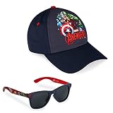 Marvel Sonnenhut Kinder, Baseball Cap und Sonnenbrille Kinder Set Avengers Kappe Kinder Jungen Einheitsgröße 3+ Jahren (Navy)