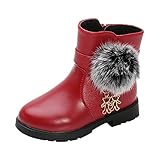 MRULIC Kinder MäDchen Stiefel Prinzessin Schuhe Mode Bowknot Baumwollstiefel Schneestiefel Winterstiefel Geburtstag Geschenk(Wein,30)