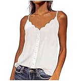 MRULIC Damen Tank Top äRmellose V-Ausschnitt Oberteile Lose Tunika Bluse Hemd Weste Frauen Sommer Pullover Sommerbluse Sommertop Tops(Weiß,XL)