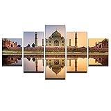 MPPSU Taj-Mahal-Indien Wanddekoration Wohnzimmer Leinwandbild Jugendzimmer Poster Set Modern 5 Teiliges Wandbild Bedroom Decor XXL Bilder Mit Rahmen 100*50