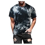 BIBOKAOKE Herren T-Shirt, Sommer Rundhals Kurzarm Fashion Tie Dye Printed T-Shirts Casual Slim Fit Basic Männer Shirts Crew Neck Kurzarmshirt Jungen O-Neck Sporthemden Cooles Male Sport Top