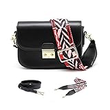 Damen Leder Schultertasche New Wild Broadband Network Handtasche Mode Schulter/Cross-Body Taschen klein (Farbe : SCHWARZ, größe : 20 * 6 * 14cm)