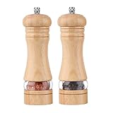 Braoses pfeffermühle Salzmühle Manuelle 2er-Set Holz Gewürzmühle Keramikmahlwerk Salz und Pfeffer Mühle Einstellbare Feinheit Höhe: 16,5 cm (Natur)