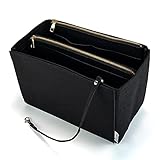 AT Allure-T HandtaschenOrganizer mit Schlüsselkette Taschenorganizer Filz mit Abnehmbare Reißverschluss-Tasche Bag in Bag Einsatz Organizer, Schwarz M