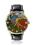 Bedroom at Arles BBY Great Artist Vincent Van Gogh Damen Herren Armbanduhr, modisch, Unisex, Leder, Casual Q