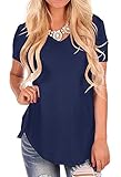Bequemer Laden Damen Kurzarm V-Ausschnitt Lose Casual Tee T-Shirt Tops, L, A-b