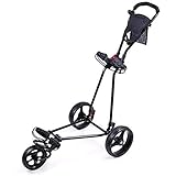 LIUCHUNYANSH Golfwagen Golftrolley Faltbare Golf Pull Push Cart 3-Rad-Leichtklapp Golf Trolley Golf Cart mit verstellbarem Schiebegriff Fußbremse Anzeiger Einfach zu Öffnen/Schließ