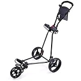 LIUCHUNYANSH Golfwagen Golftrolley Faltbare Golf Pull Push Cart 3-Rad-Leichtklapp Golf Trolley Golf Cart mit verstellbarem Schiebegriff Fußbremse Anzeiger Einfach zu Öffnen/Schließ