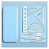 caihuashopping Zirkel Winkelmesser und Kompass-Set Kompass-Winkelmesser-Set Kompass-Schule Mathe-Kompass- und Winkelmesser-Geometrie Set 7-TLG Geometriezirkel (Color : Blue)
