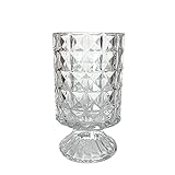 BUICCE Transparente Klein Blumen Vase Glas Deko, Runder Zylindrische Kleiner Geätzter Hydroponic Vasen für Wohnzimmer-Tischvase-F