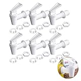 6 Pcs Kunststoff-Wasserhahn, Getränkespender Zapfhahn Ersatzzapfen, Für Glas Container Hahn Kaffee Bier Wein Saft Trinkbrunnen, Eimer, Wassermelonen, Obsteimer, Glasdosen und Eisteebrauer, Weiß