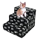 AllRight 3 Stufen Haustiertreppe Hundetreppe Mit Plüschbezug Katzentreppen Kletterassistent Kletterhilfshundeleiter für Hauskatzen und H