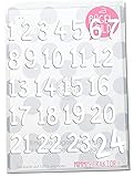 Bügelbild 24 Adventskalender Zahlen zum Aufbügeln FARBWAHL, Farbe:w