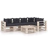 Tidyard 6-TLG. Garten Sofagarnitur aus Paletten mit Kissen Palettenmöbel Gartenset Sitzgarnitur Lounge Sofa Garnitur Sitzgruppe Gartenset Gartensofa Gartenmöbel Sitzg