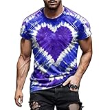 Herren-T-Shirt, modisch, leger, Rundhalsausschnitt, Liebesdruck, kurzärmelig, Valentinstag, für Partner, Freund, dunkelblau, X-Larg