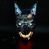 Halloween Maske, LED Purge Maske Für Kinder Erwachsene Kostüm Maske, Für Anime Cosplay Karneval Ostern Halloween Party (Hundekopf)， 3 Beleuchtungsmodi für Kostümspiele Cosplays Feste und Party