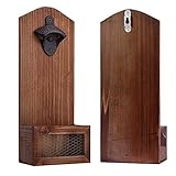 LEcylankEr Flaschenöffner Zur Wandmontage,Vintage Holz Flaschenöffner mit Auffangbehälter,Bier Geschenke für Männer,Bier Öffner für Haus,Garten,Garag
