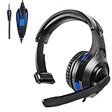 PS5 einseitiges Headset, Gaming-Headset mit Mikrofon mit Geräuschunterdrückung, 3,5 mm Kabel, Gaming-Chat-Headset für PS5, PS4, Xbox-Serie, Nintendo Switch, Laptop, Smartphone, Mac, Büro B