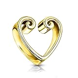 beyoutifulthings Ohr-Tunnel Vintage-Herz Gold Ohr-piercing Chirurgenstahl Ohr-Schmuck Plug 16-mm Sattel-V